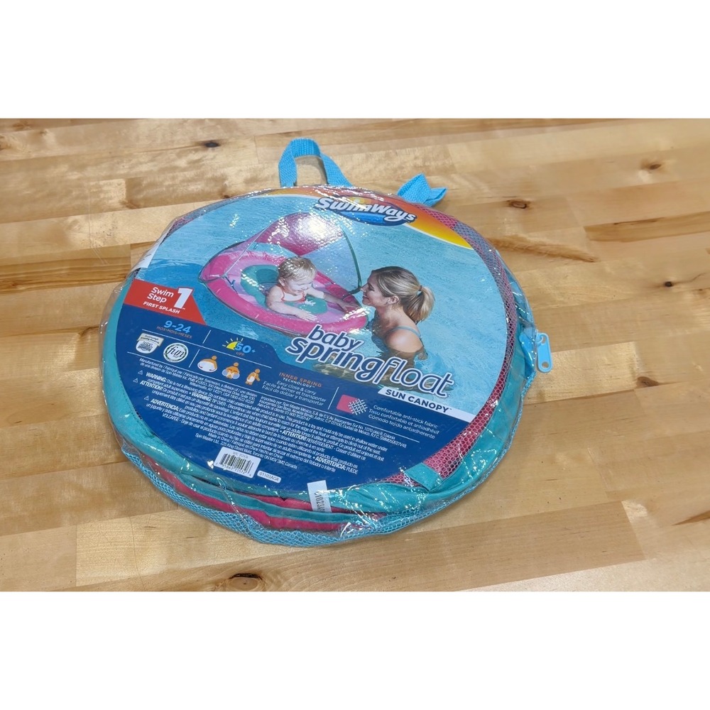 SwimWays Baby Spring Float Sun Canopy Infant 9-24M Pink Blue NEW